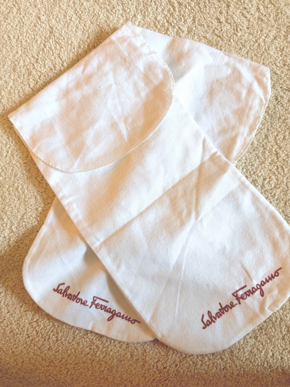 Salvatore Ferragamo White Fabric Bags with Red Script Logo (Pair)